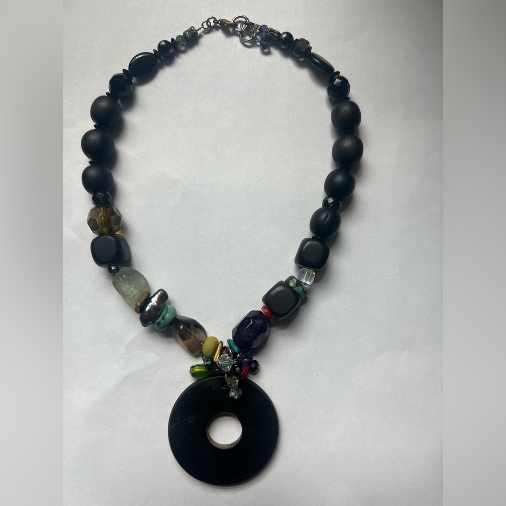 Black and Multicolor Beaded Necklace
